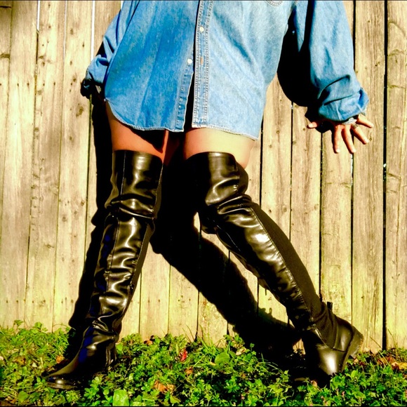 vegan leather thigh high boots
